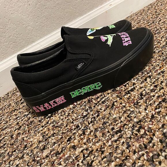 NWOT Vans Black SlipOn Platform Awaken Desire Glow in the Dark  Men 9 women 10.5 main image 8
